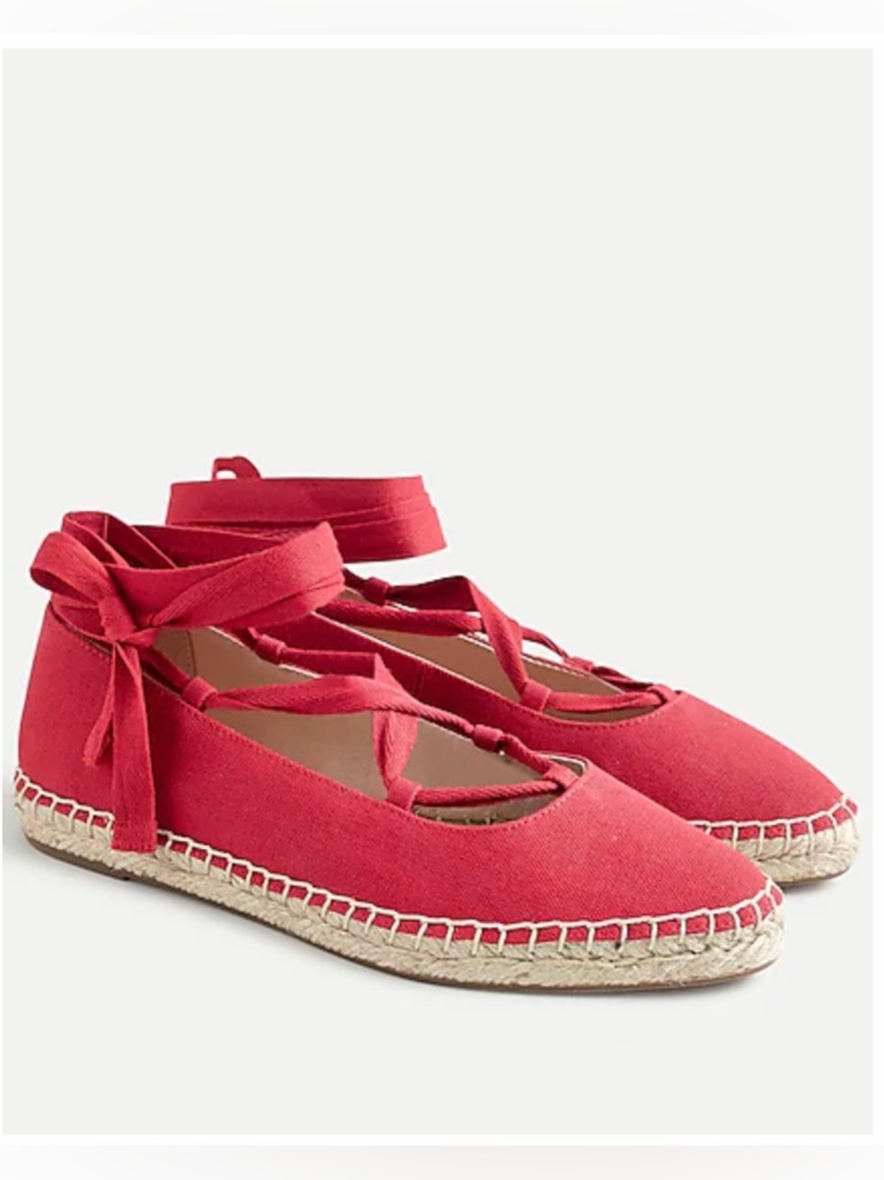J. Crew Canvas Espadrille Lace-Up Flats